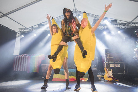 Traena, Norway - July 6 2017: concert of Norwegian Punk Rock band Kuuk, at Traenafestival, music festival taking place on the small island of Traenaのeditorial素材