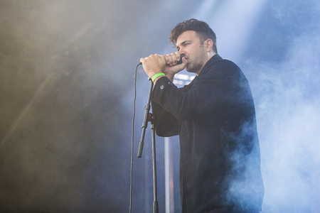 Traena, Norway - July 6 2017: concert of American blues rock band Rafferty at Traenafestival, music festival taking place on the small island of Traenaのeditorial素材