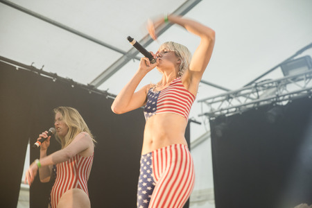 Traena, Norway - July 6 2017: concert of Norwegian Punk Rock band Kuuk, at Traenafestival, music festival taking place on the small island of Traenaのeditorial素材