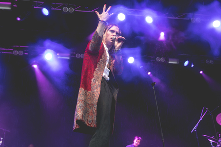 Traena, Norway - July 6 2017: concert of Danish indie rock singer Bisse at Traenafestival, music festival taking place on the small island of Traenaのeditorial素材