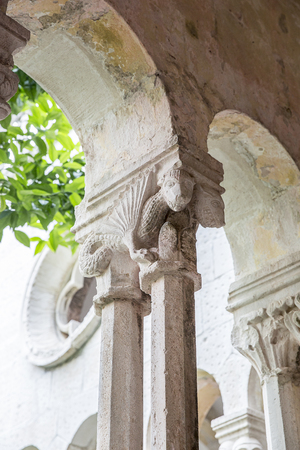 Detail of the columns in Dominican Monastery in Dubrovnik, Croatiaの写真素材