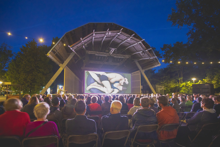 Amsterdam, The Netherlands - August 17 2018: open air screening of Kenyan film Supa Modo at  Vondelpark Openluchttheater during World Cinema Amsterdam, a world film festival held from 16 to 25/08/2018のeditorial素材