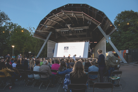 Amsterdam, The Netherlands - August 17 2018: open air screening of Kenyan film Supa Modo at  Vondelpark Openluchttheater during World Cinema Amsterdam, a world film festival held from 16 to 25/08/2018のeditorial素材