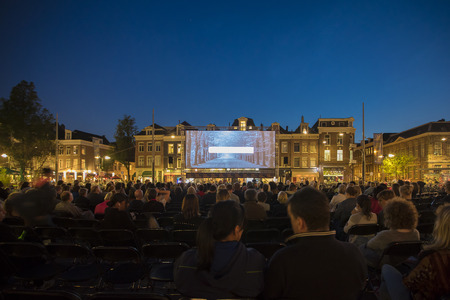 Amsterdam, The Netherlands - August 22 2018: open air screening of Brazilian film Benzinho at Marie Heinekenplein, during World Cinema Amsterdam, a world film festival held from 16 to 25/08/2018のeditorial素材