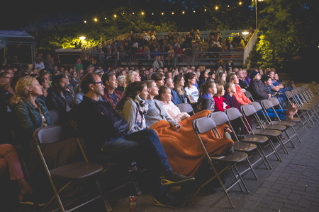 Amsterdam, The Netherlands - August 17 2018: open air screening of Kenyan film Supa Modo at  Vondelpark Openluchttheater during World Cinema Amsterdam, a world film festival held from 16 to 25/08/2018のeditorial素材