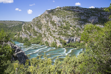 aerial view of waterfall at  Krka national parkの写真素材