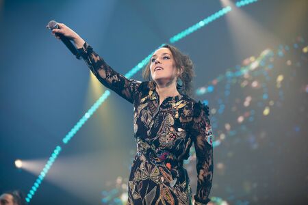 Amsterdam, The Netherlands - 12 February 2019:  Concert of French songwriter and singer Zaz at venue AFAS live in Amsterdamのeditorial素材