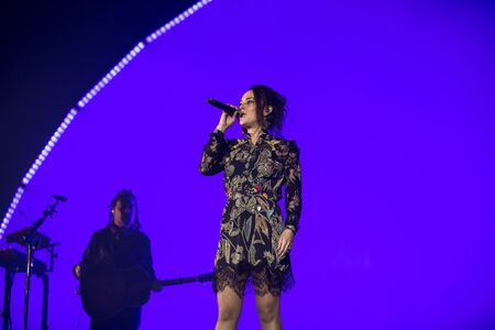 Amsterdam, The Netherlands - 12 February 2019:  Concert of French songwriter and singer Zaz at venue AFAS live in Amsterdamのeditorial素材