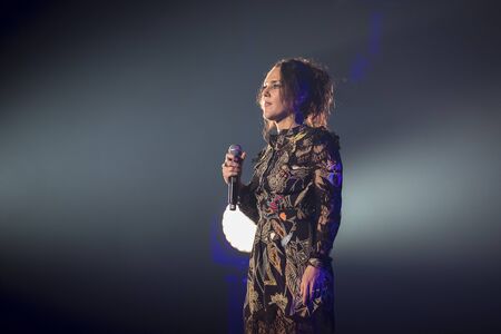 Amsterdam, The Netherlands - 12 February 2019:  Concert of French songwriter and singer Zaz at venue AFAS live in Amsterdamのeditorial素材
