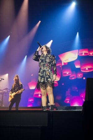 Amsterdam, The Netherlands - 12 February 2019:  Concert of French songwriter and singer Zaz at venue AFAS live in Amsterdamのeditorial素材