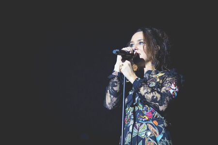 Amsterdam, The Netherlands - 12 February 2019:  Concert of French songwriter and singer Zaz at venue AFAS live in Amsterdamのeditorial素材