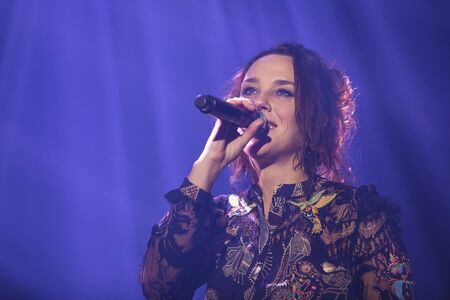 Amsterdam, The Netherlands - 12 February 2019:  Concert of French songwriter and singer Zaz at venue...