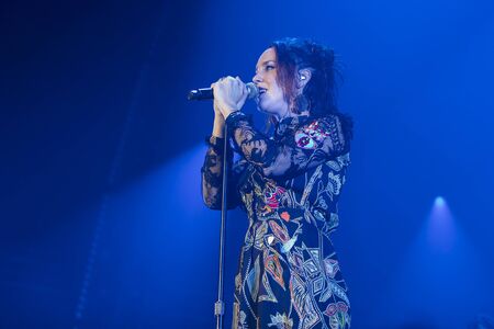 Amsterdam, The Netherlands - 12 February 2019:  Concert of French songwriter and singer Zaz at venue AFAS live in Amsterdamのeditorial素材