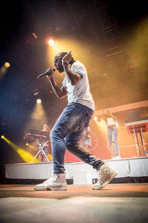 Nyon, Switzerland - 27 July 2019 : concert of French rap singer Youssouphaのeditorial素材