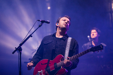 Nyon, Switzerland - 27 July 2019 :  concert of French pop singer Patrick Bruelのeditorial素材