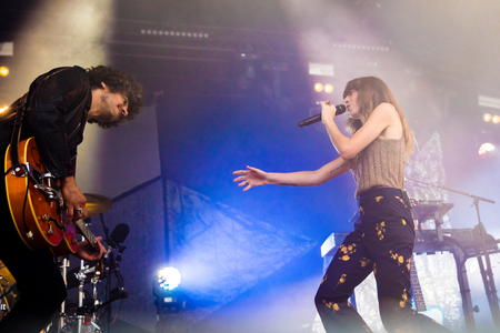 Nyon, Switzerland - 27 July 2019 :  private take away concert of French rock Singer Lou Doillon, she...