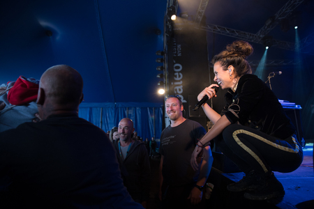 Nyon, Switzerland - 28 July 2019 :  concert of swiss singer Phanee de Poolのeditorial素材