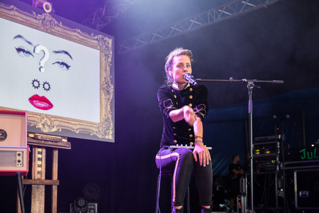 Nyon, Switzerland - 28 July 2019 :  concert of swiss singer Phanee de Poolのeditorial素材