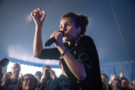 Nyon, Switzerland - 28 July 2019 :  concert of swiss singer Phanee de Poolのeditorial素材