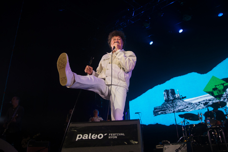 Nyon, Switzerland - 27 July 2019 :  concert of Quebec Canadian singer and musician Charleboisのeditorial素材