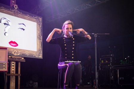Nyon, Switzerland - 28 July 2019 :  concert of swiss singer Phanee de Poolのeditorial素材