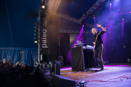 Nyon, Switzerland - 28 July 2019 :  concert of swiss singer Phanee de Poolのeditorial素材