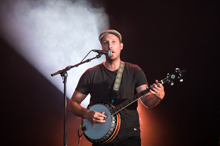 Nyon, Switzerland - 26 July 2019 :  concert from Canadian folk pop band Bears of legend, from Quebecのeditorial素材