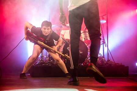 Nyon, Switzerland - 25 July 2019 :  concert of  British punk rock band Lifeのeditorial素材