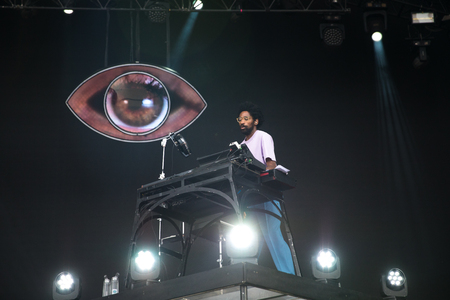 Nyon, Switzerland - 26 July 2019 :  concert of Belgian pop singer Angeleのeditorial素材