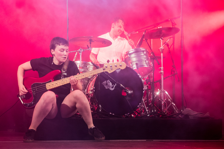 Nyon, Switzerland - 25 July 2019 :  concert of  British punk rock band Lifeのeditorial素材