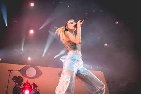 Nyon, Switzerland - 26 July 2019 :  concert of Belgian pop singer Angeleのeditorial素材