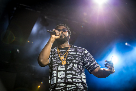 Nyon, Switzerland - 26 July 2019 :  concert of Congolese-Belgian rap singer Damsoのeditorial素材