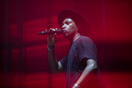 Nyon, Switzerland - 26 July 2019 :  concert of French rap singer Sopranoのeditorial素材