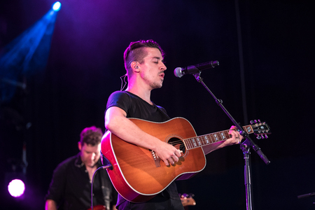 Nyon, Switzerland - 26 July 2019 :  concert from Canadian folk pop band Bears of legend, from Quebecのeditorial素材