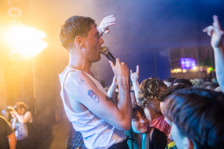 Nyon, Switzerland - 25 July 2019 :  concert of  British punk rock band Lifeのeditorial素材