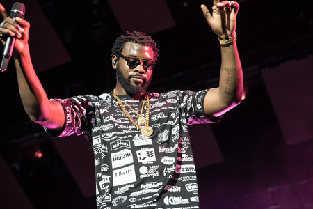 Nyon, Switzerland - 26 July 2019 :  concert of Congolese-Belgian rap singer Damsoのeditorial素材