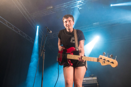 Nyon, Switzerland - 25 July 2019 :  concert of  British punk rock band Lifeのeditorial素材