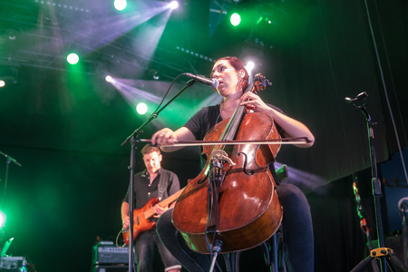 Nyon, Switzerland - 26 July 2019 :  concert from Canadian folk pop band Bears of legend, from Quebecのeditorial素材