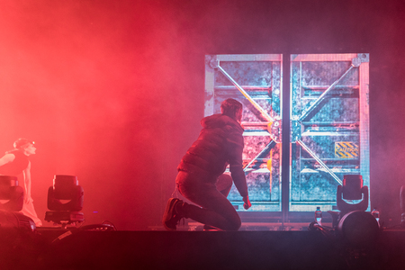 Nyon, Switzerland - 26 July 2019 :  concert of French rap singer Sopranoのeditorial素材