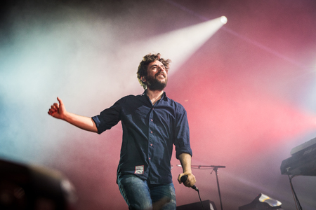 Nyon, Switzerland - 25 July 2019 :  concert of  French alternative music Odezenneのeditorial素材