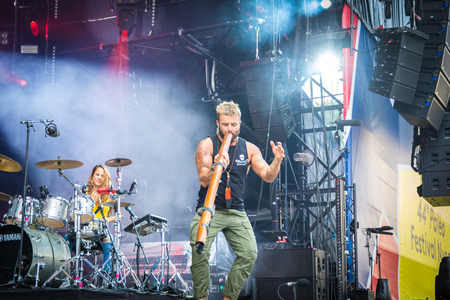 Nyon, Switzerland - 24 July 2019 :  concert of Australian singer-songwriter and multi-instrumentalist Xavier Ruddのeditorial素材