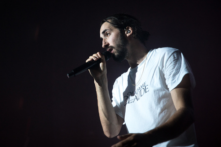 Nyon, Switzerland - 25 July 2019 :  concert of  French rap singer Lomepalのeditorial素材