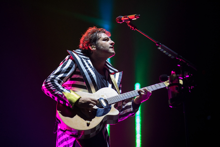 Nyon, Switzerland - 24 July 2019 :  concert of extravagant French singer-songwriter and guitarist Matthieu Chedid called âM-のeditorial素材