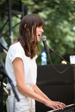 Nyon, Switzerland - 25 July 2019 :  private showcase concert of Canadian singer form Quebec Charlotte Cardinのeditorial素材