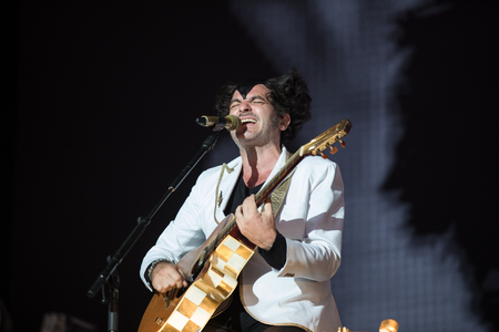 Nyon, Switzerland - 24 July 2019 :  concert of extravagant French singer-songwriter and guitarist Matthieu Chedid called M-のeditorial素材