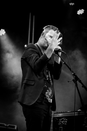 Nyon, Switzerland - 24 July 2019 :  concert of French singer-songwriter Bertrand Belinのeditorial素材