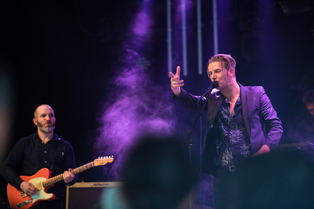 Nyon, Switzerland - 24 July 2019 :  concert of French singer-songwriter Bertrand Belinのeditorial素材