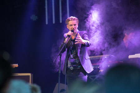 Nyon, Switzerland - 24 July 2019 :  concert of French singer-songwriter Bertrand Belinのeditorial素材