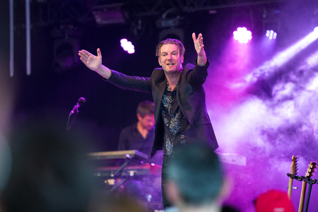 Nyon, Switzerland - 24 July 2019 :  concert of French singer-songwriter Bertrand Belinのeditorial素材