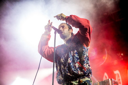 Nyon, Switzerland - 25 July 2019 :  concert of  French alternative music Odezenneのeditorial素材